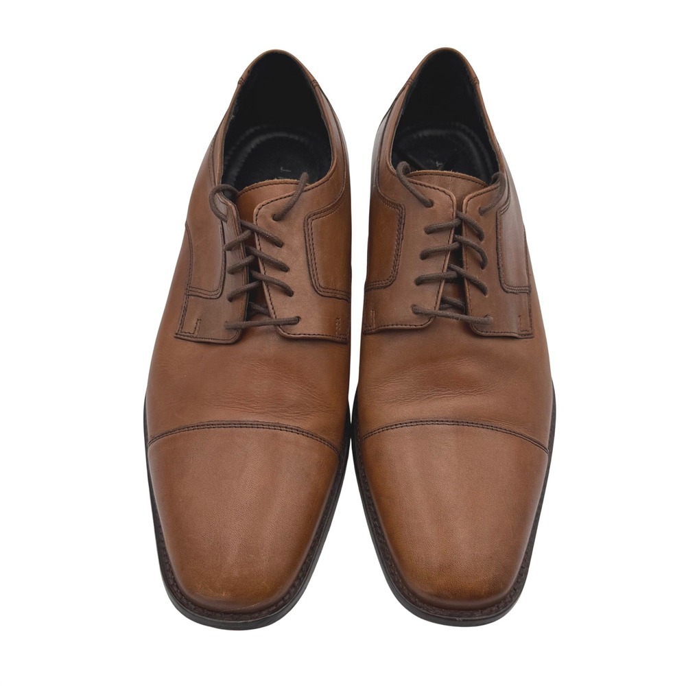 J Murphy by Johnston & Murphy Mens 11W Brown Leather Cap Toe Derby Dress Shoes